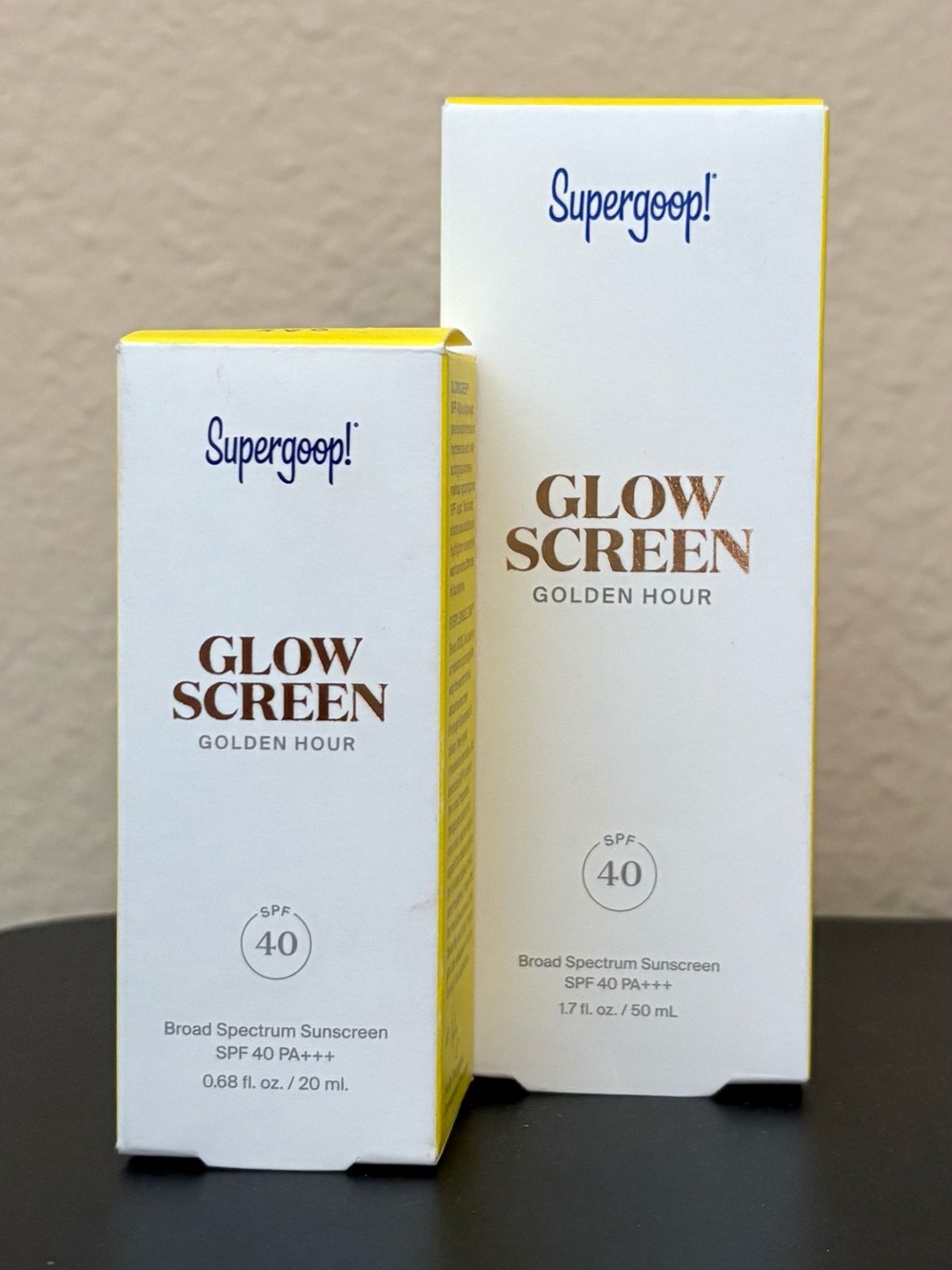 2 Supergoop Glow Screen GOLDEN HOUR SPF 40 Sunscreen Exp 2/27 Full & Travel Size